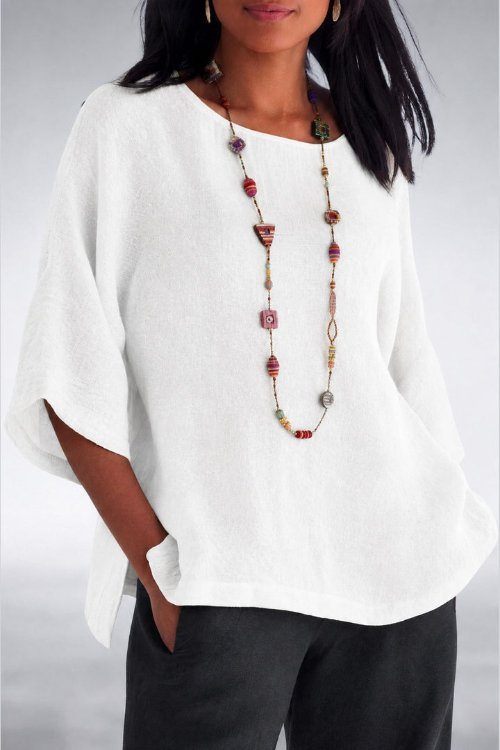 Halina Relaxed Lightweight Top — White
