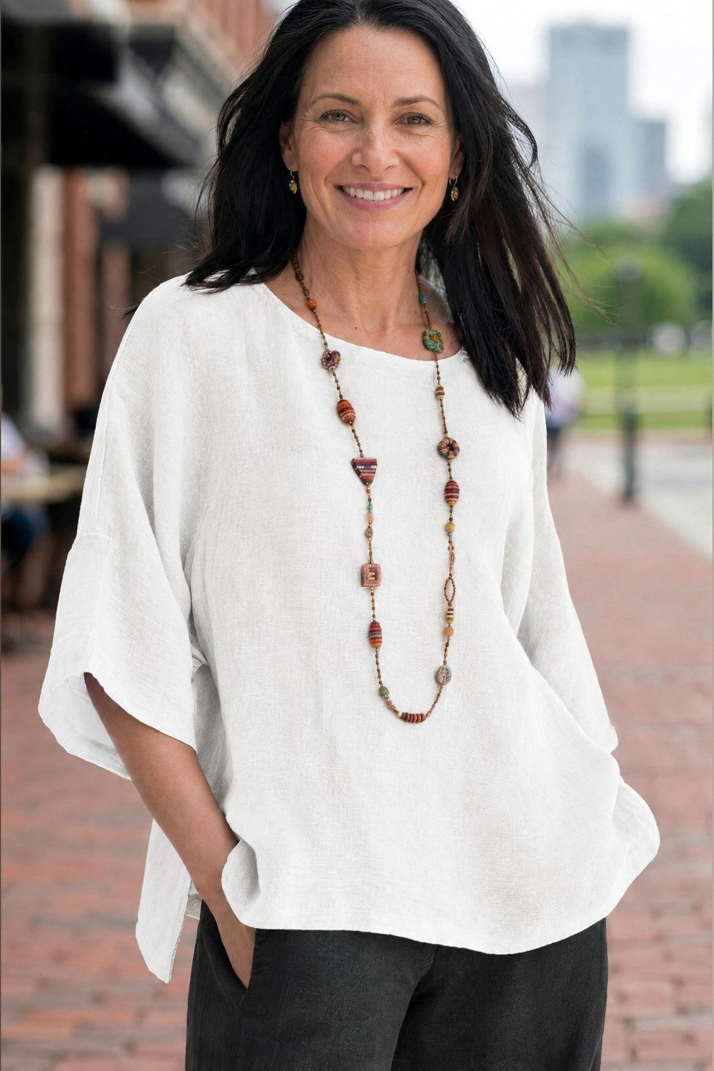 Halina Relaxed Lightweight Top — White