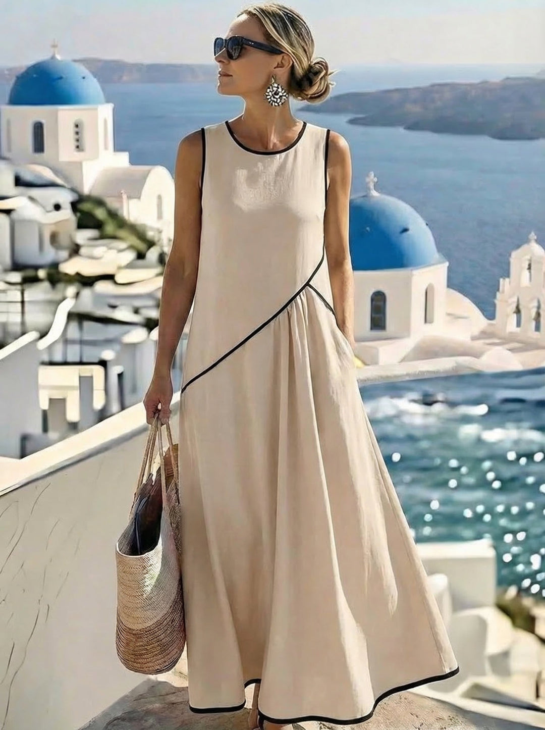 Lotte Striped Summer Dress in apricot