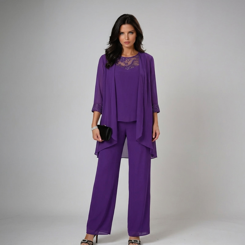 Iva Elegant Three-piece Set in purple