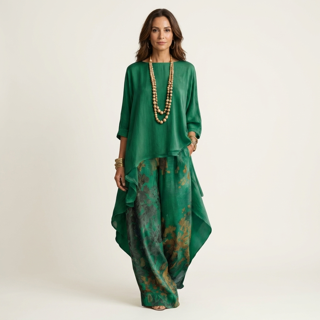 Cariola Cotton-silk Two-piece Set in green