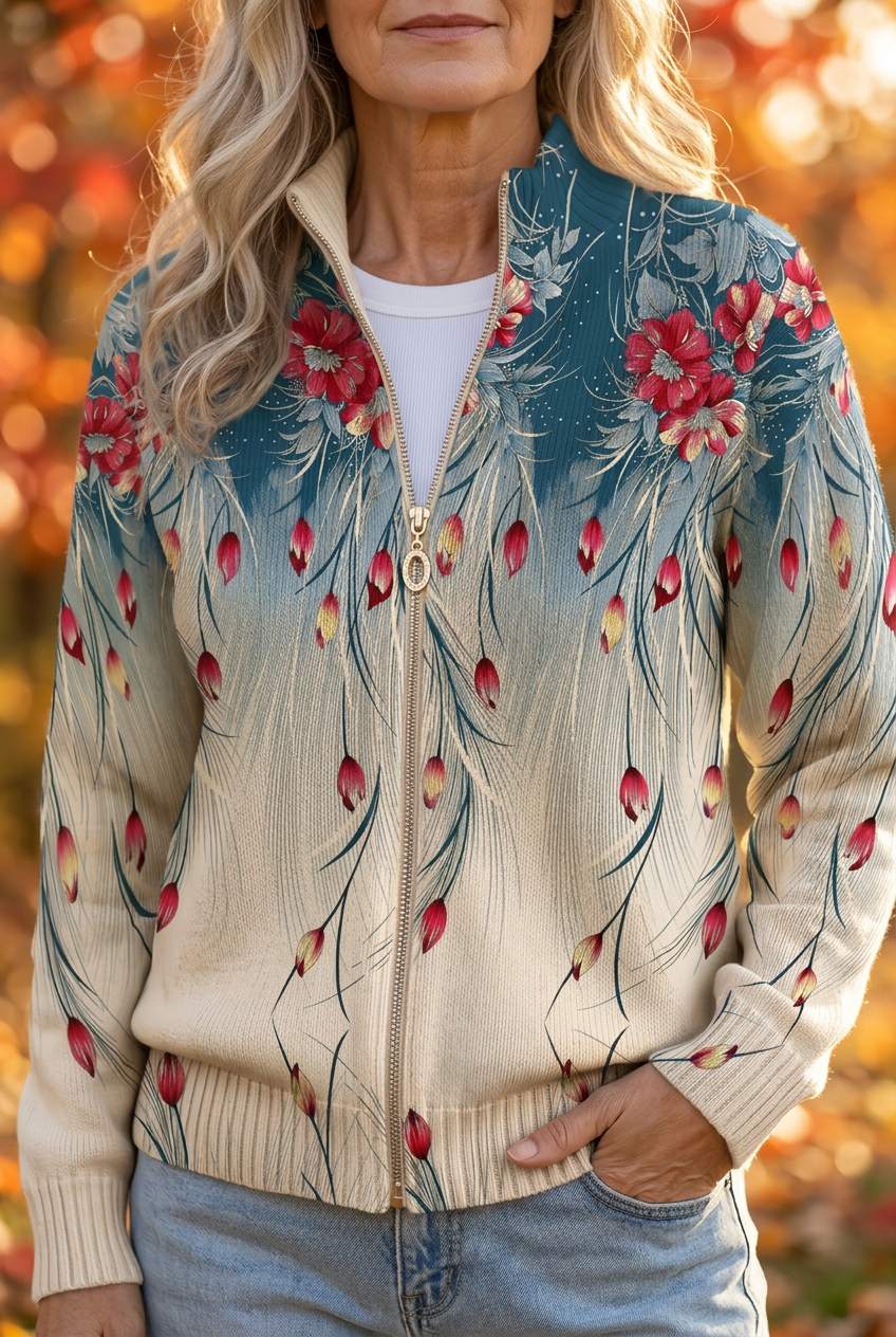 Zillah Floral Peacock Feather Gradient