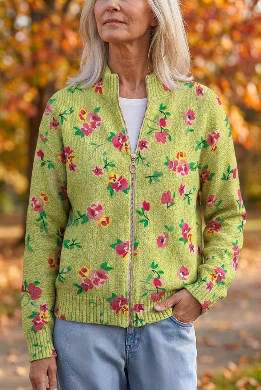Constance Pink Floral Lime Zip