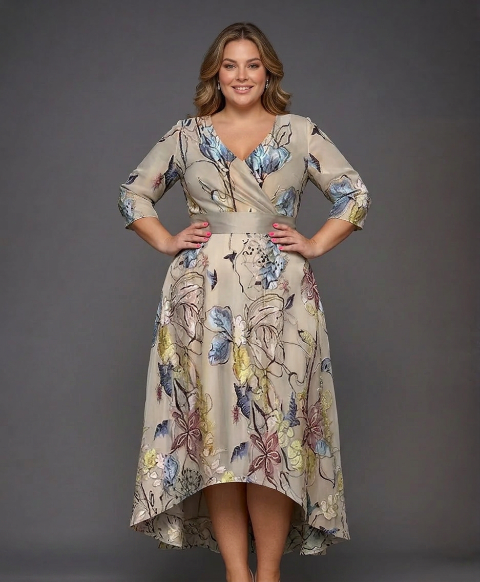 Vera Dress with Floral Print in gray