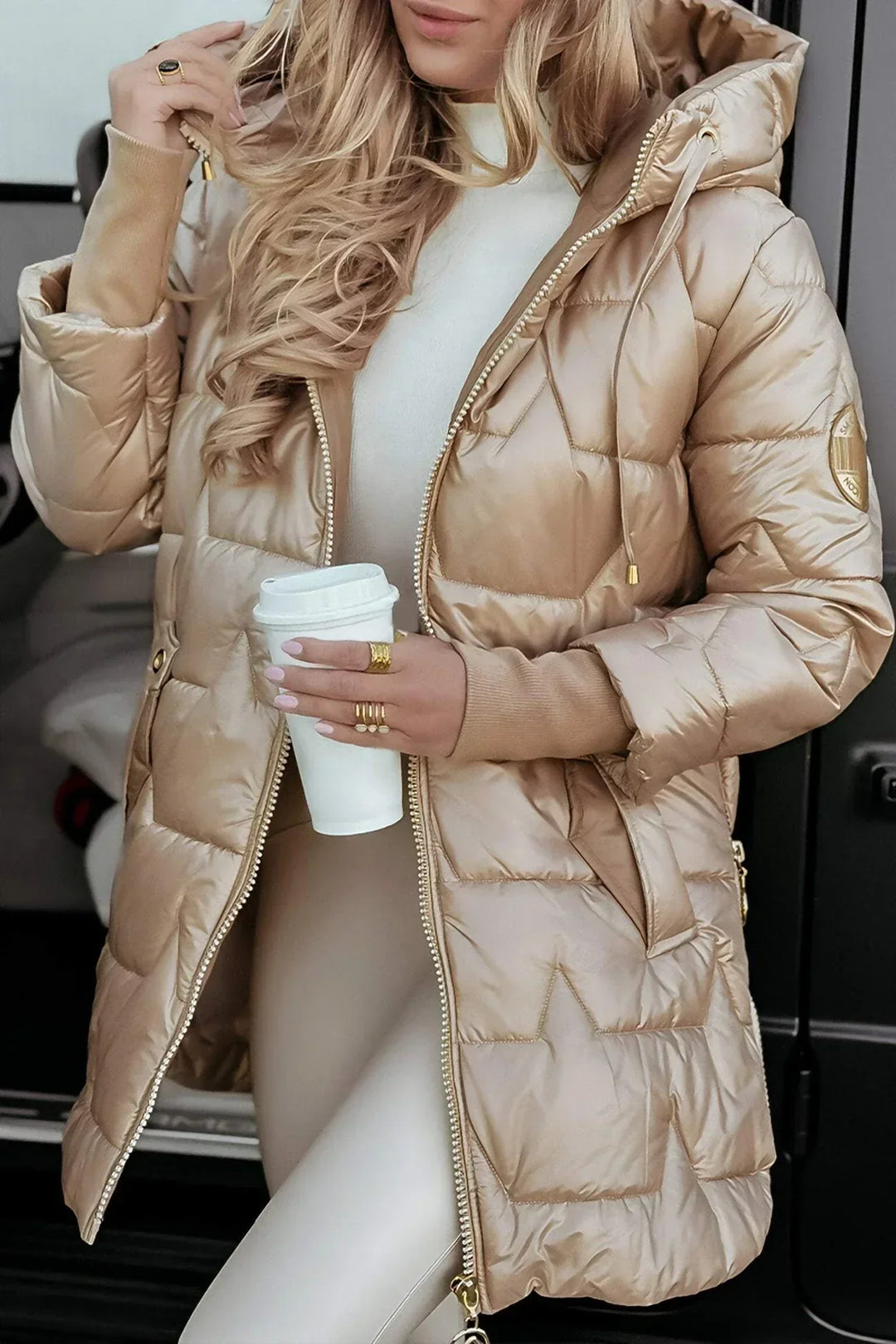 Wilma Winter Coat with Hood in beige