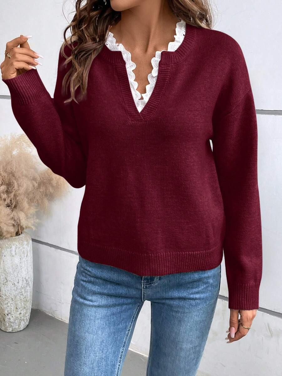 Gillian V-neck Jumper in red