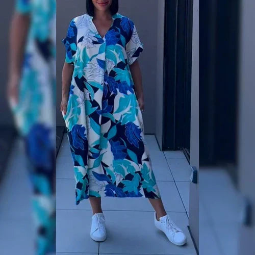 Clarice Floral Dress in blue