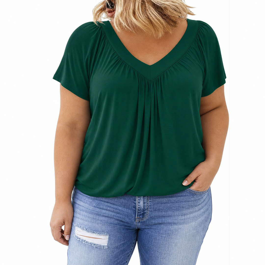Kennedy V-neck Top in dark green