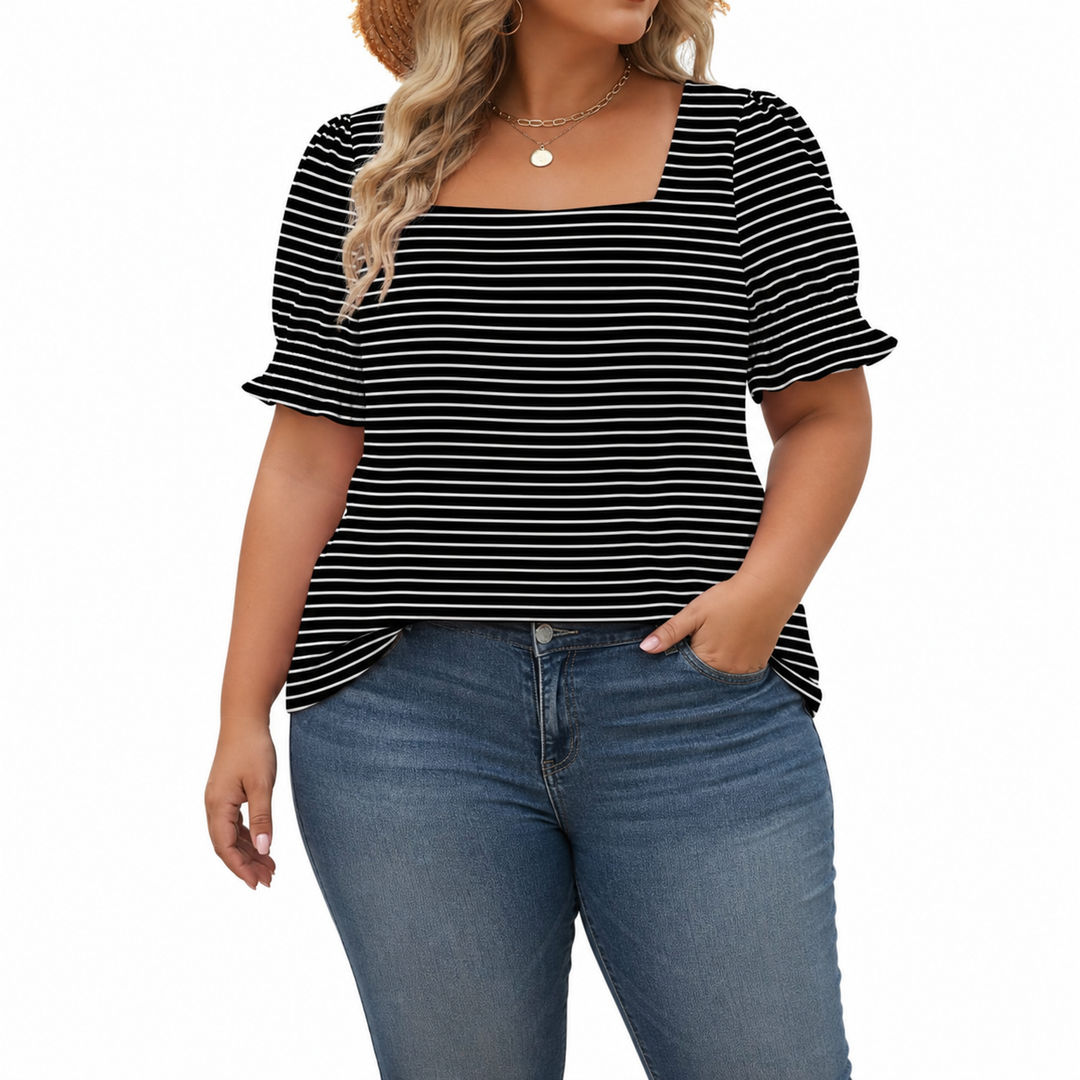 Zoey Lightweight Top in black stripes