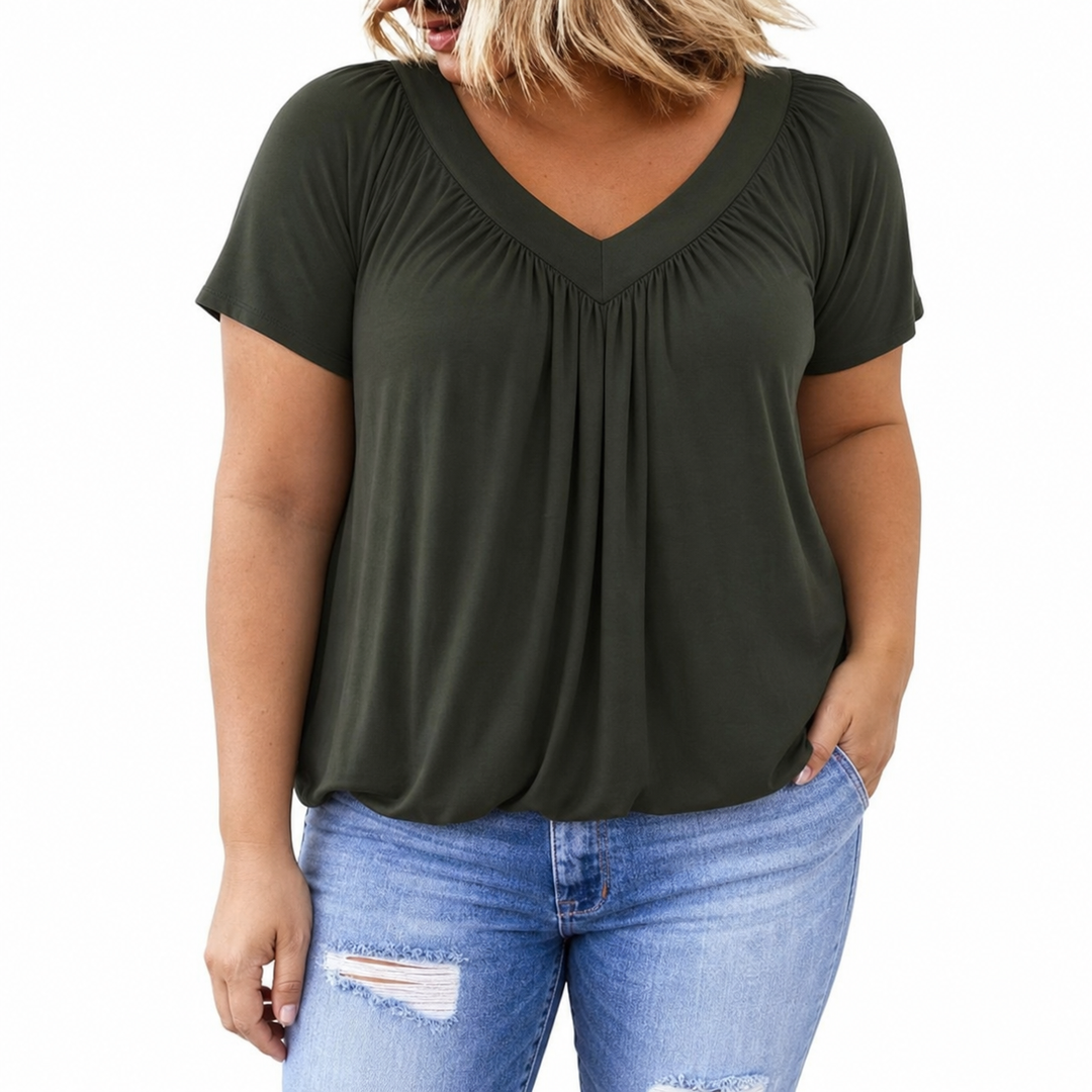 Kennedy V-neck Top in olive