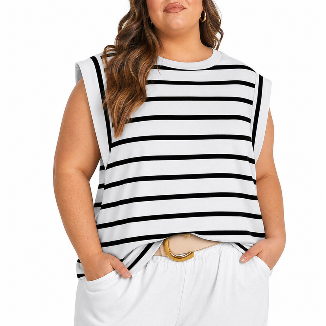 Aubrey Lightweight Top in white stripes