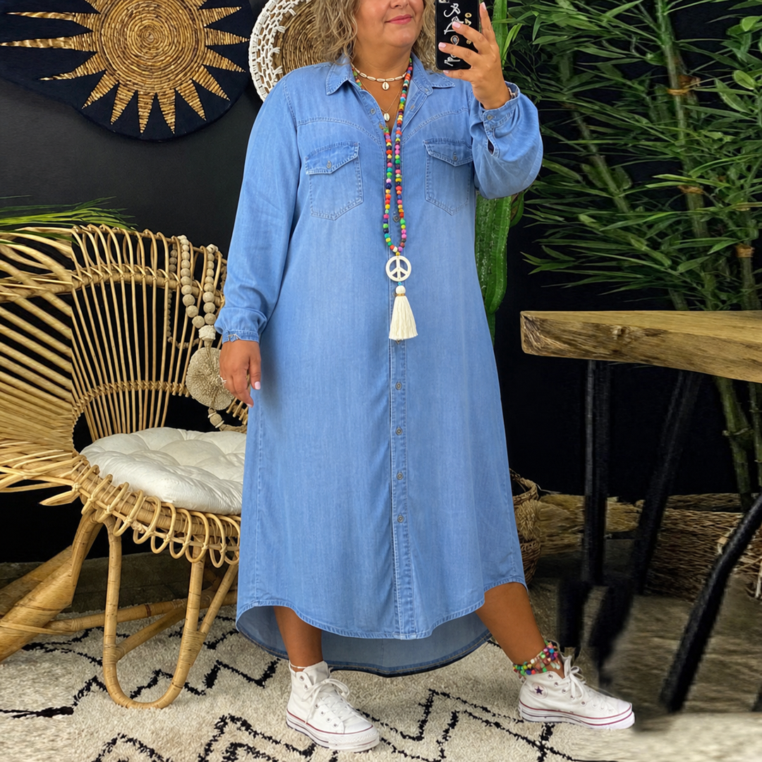 Adeline Denim Shirt Dress in light blue