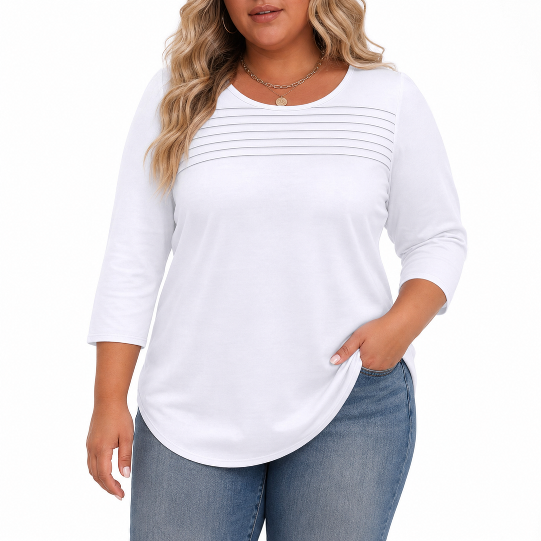 Allison Pleated Front Spring Top in white