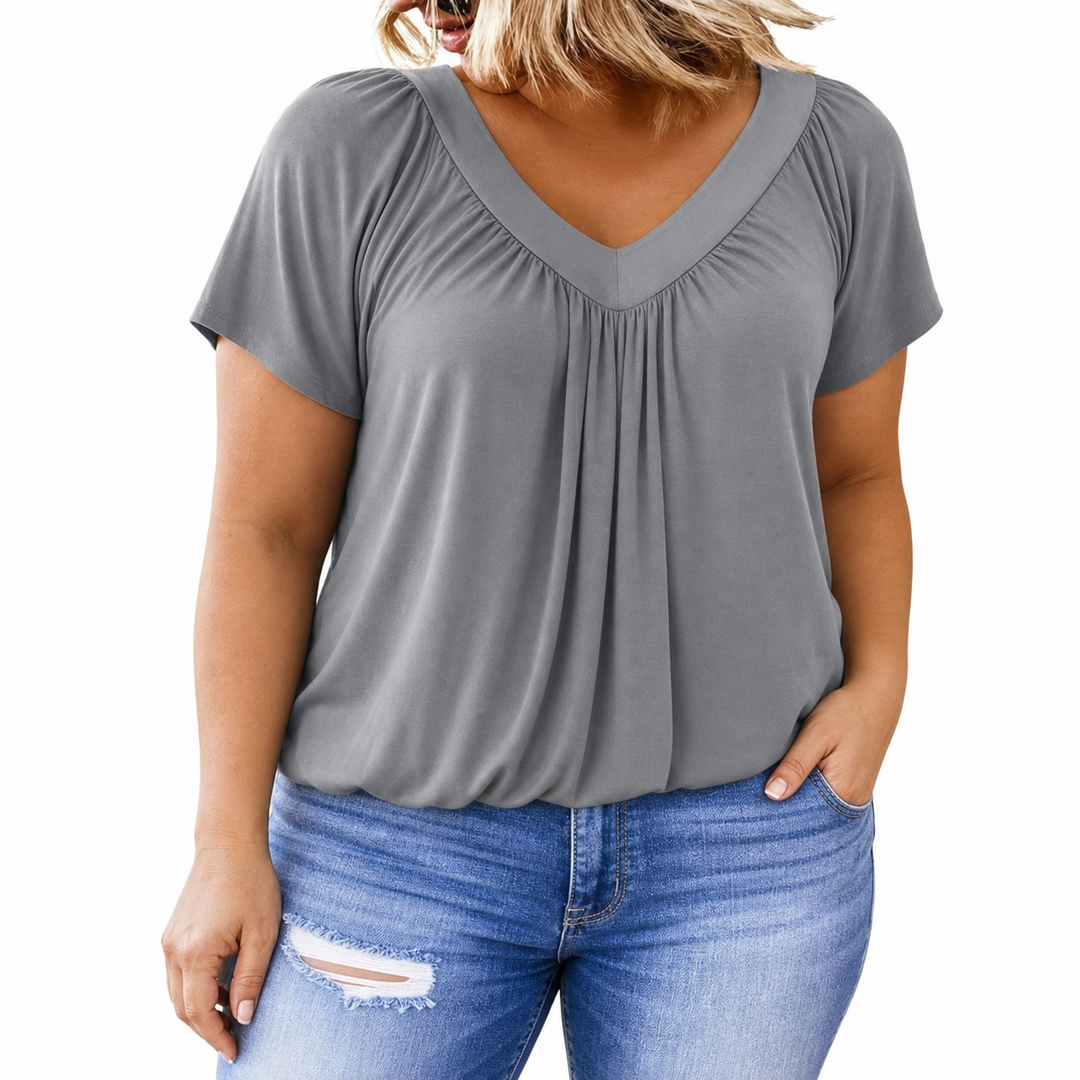 Kennedy V-neck Top in gray