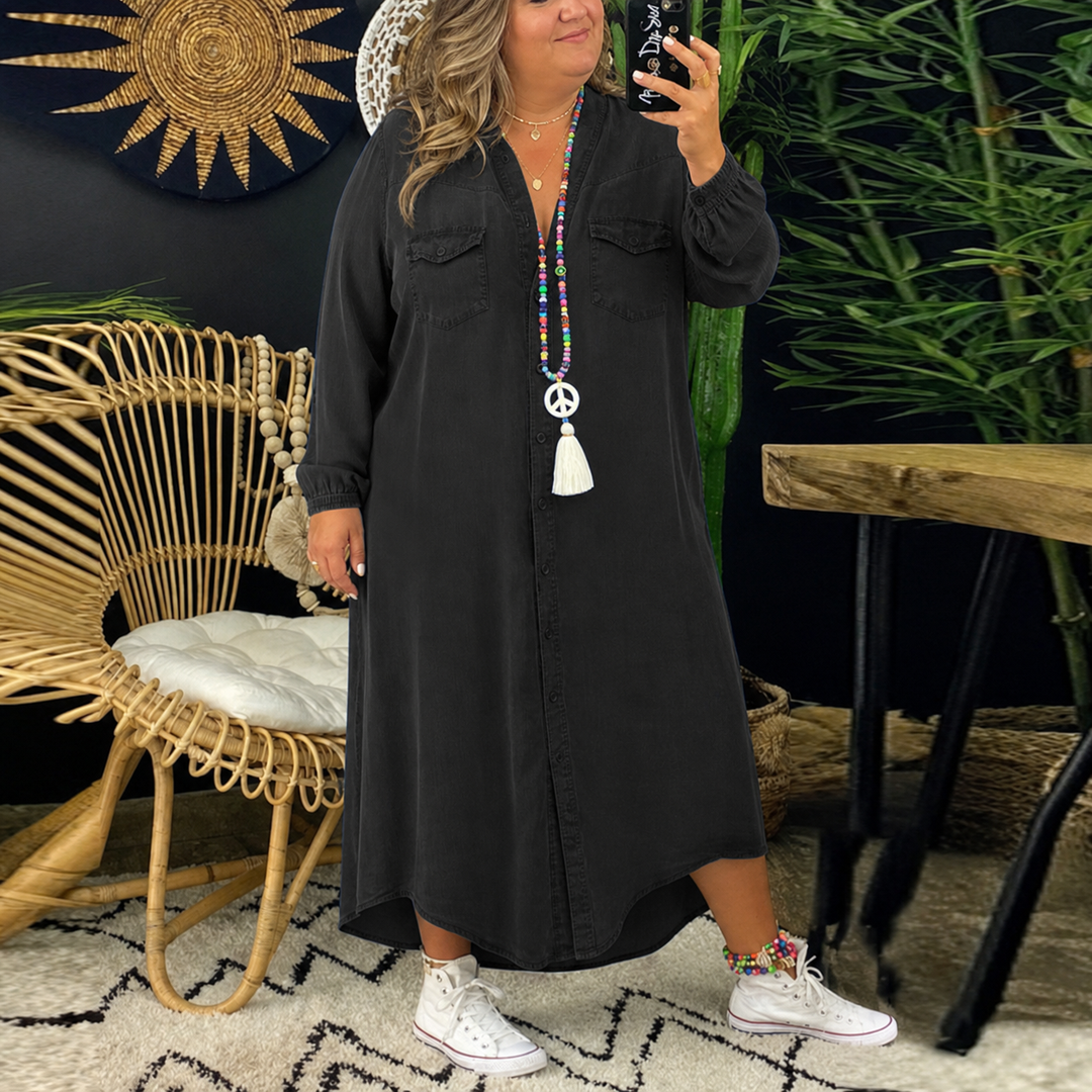 Adeline Denim Shirt Dress in gray