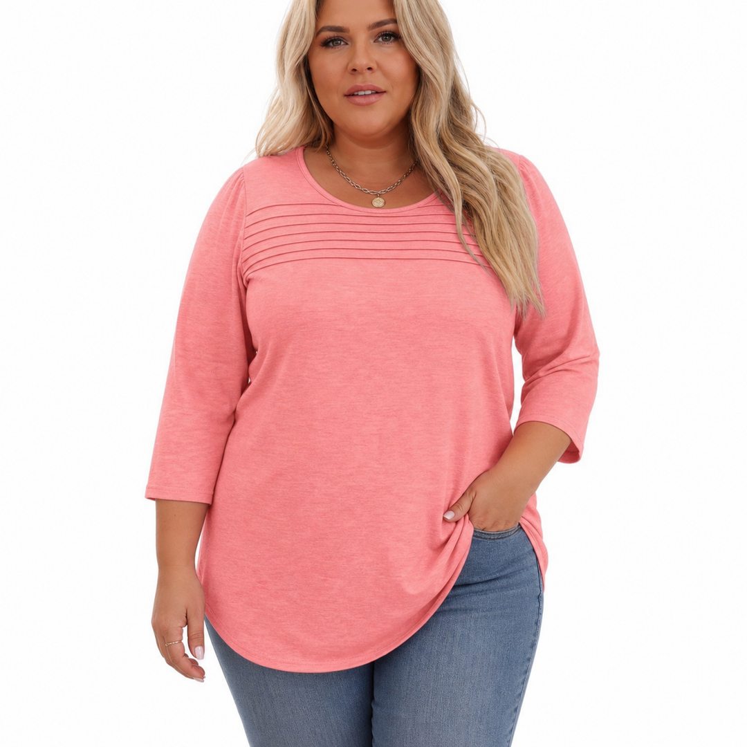 Allison Pleated Front Spring Top in pink
