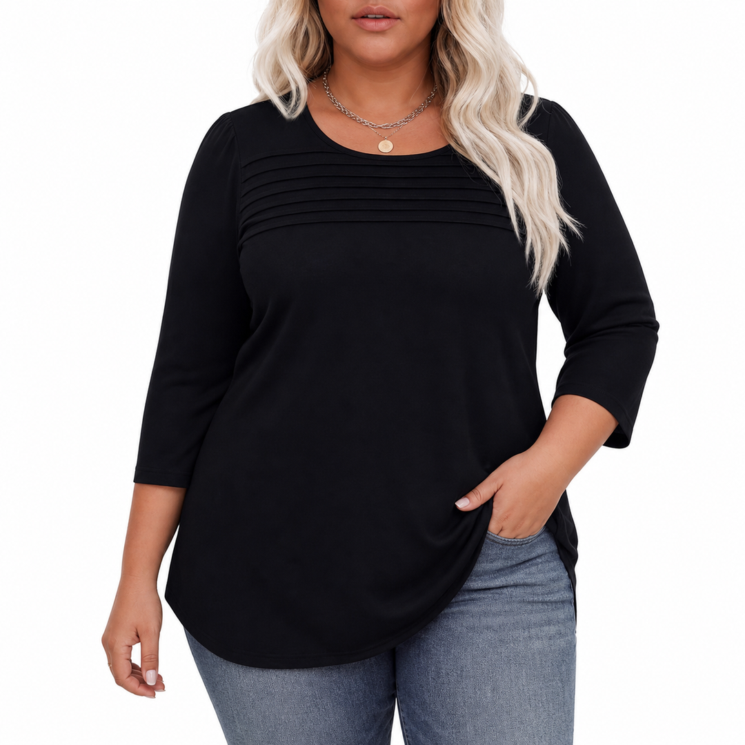 Allison Pleated Front Spring Top in black