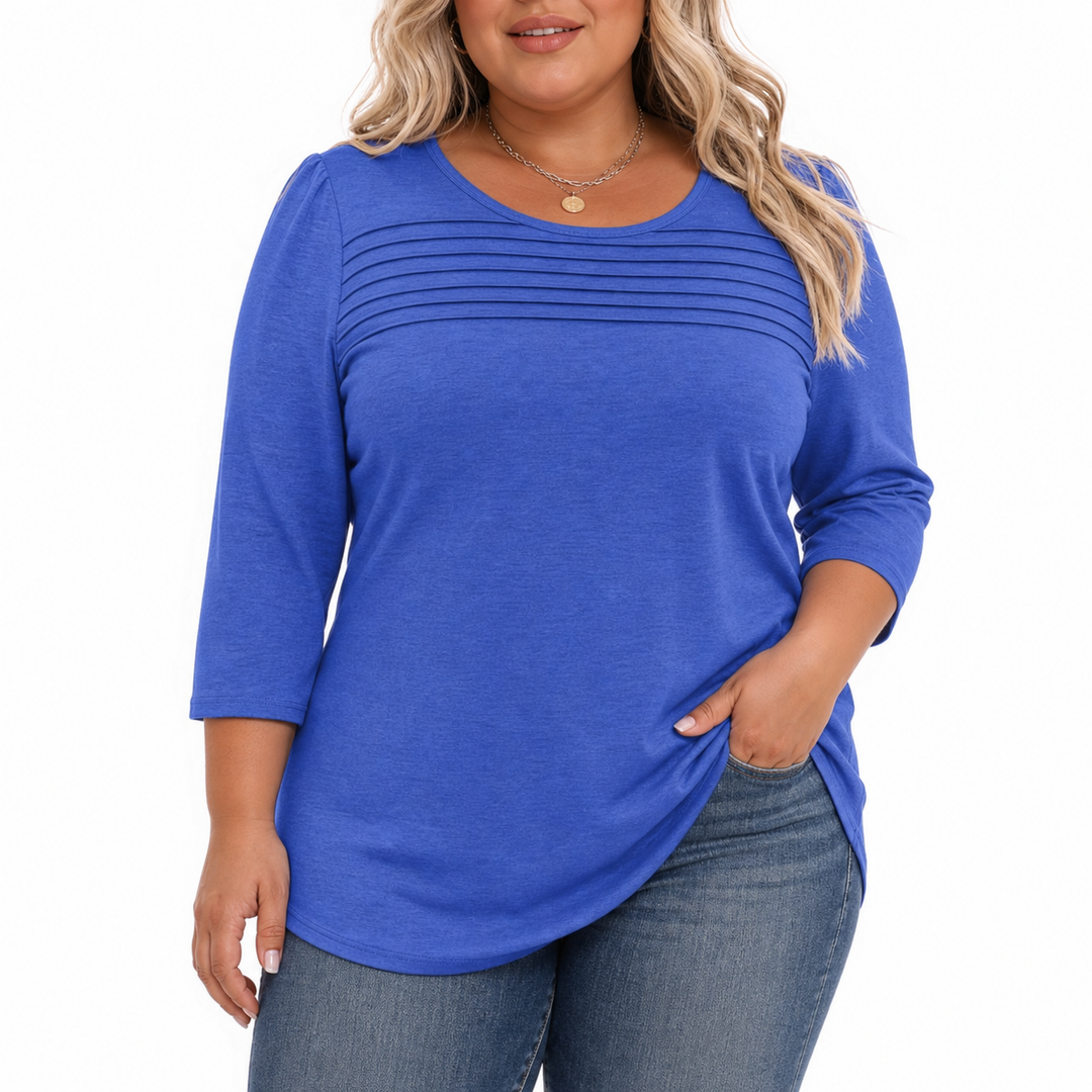 Allison Pleated Front Spring Top in blue