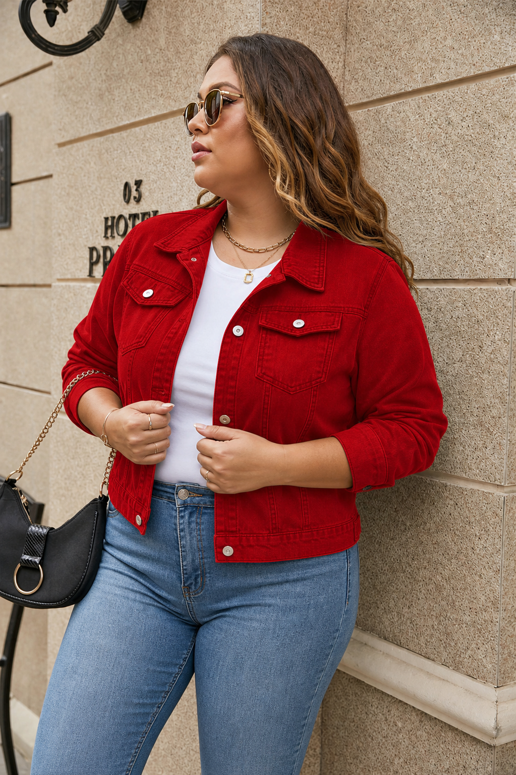 Mackenzie Denim Jacket in red