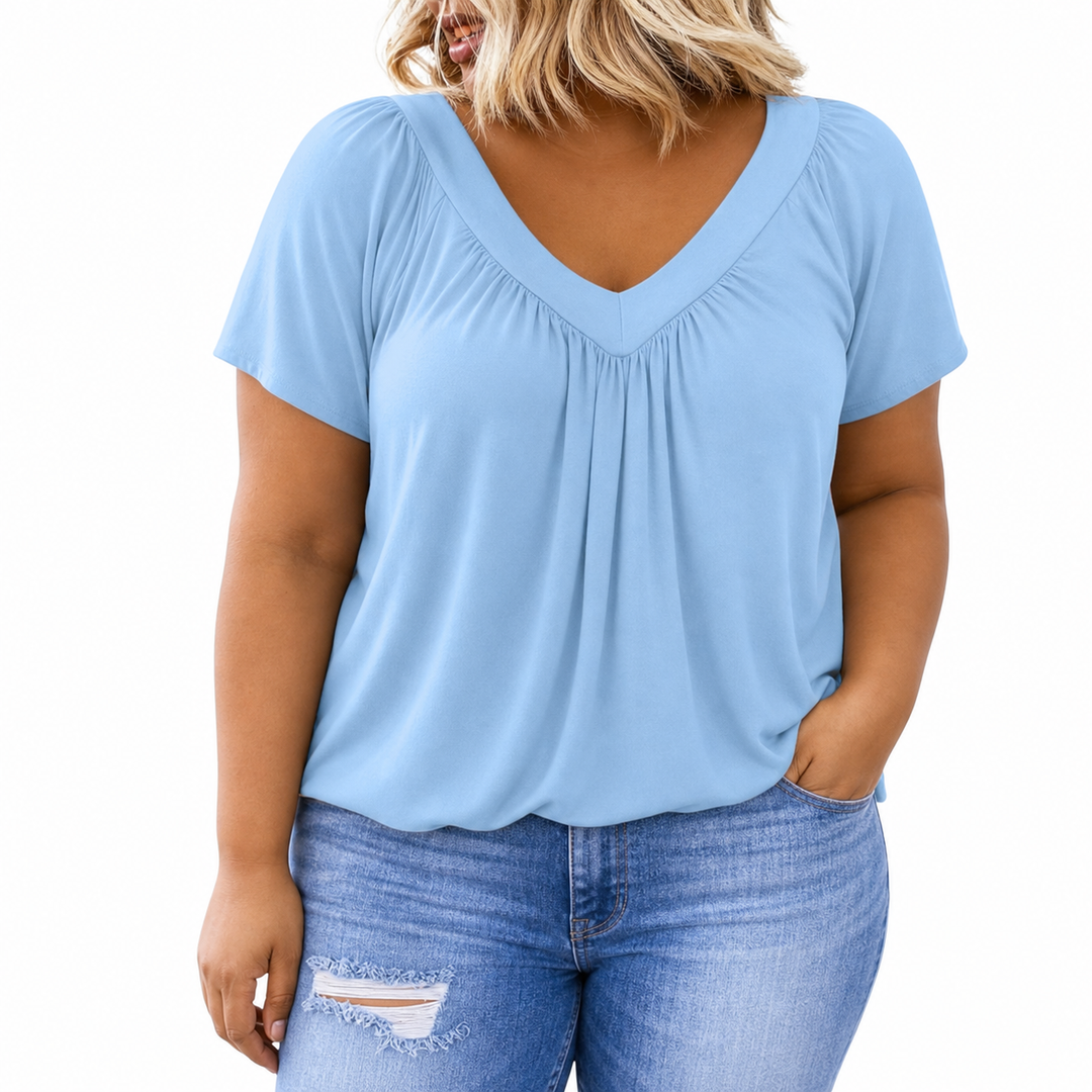 Kennedy V-neck Top in light blue