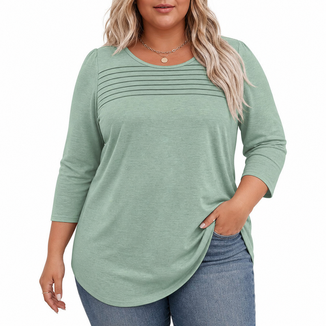 Allison Pleated Front Spring Top in green