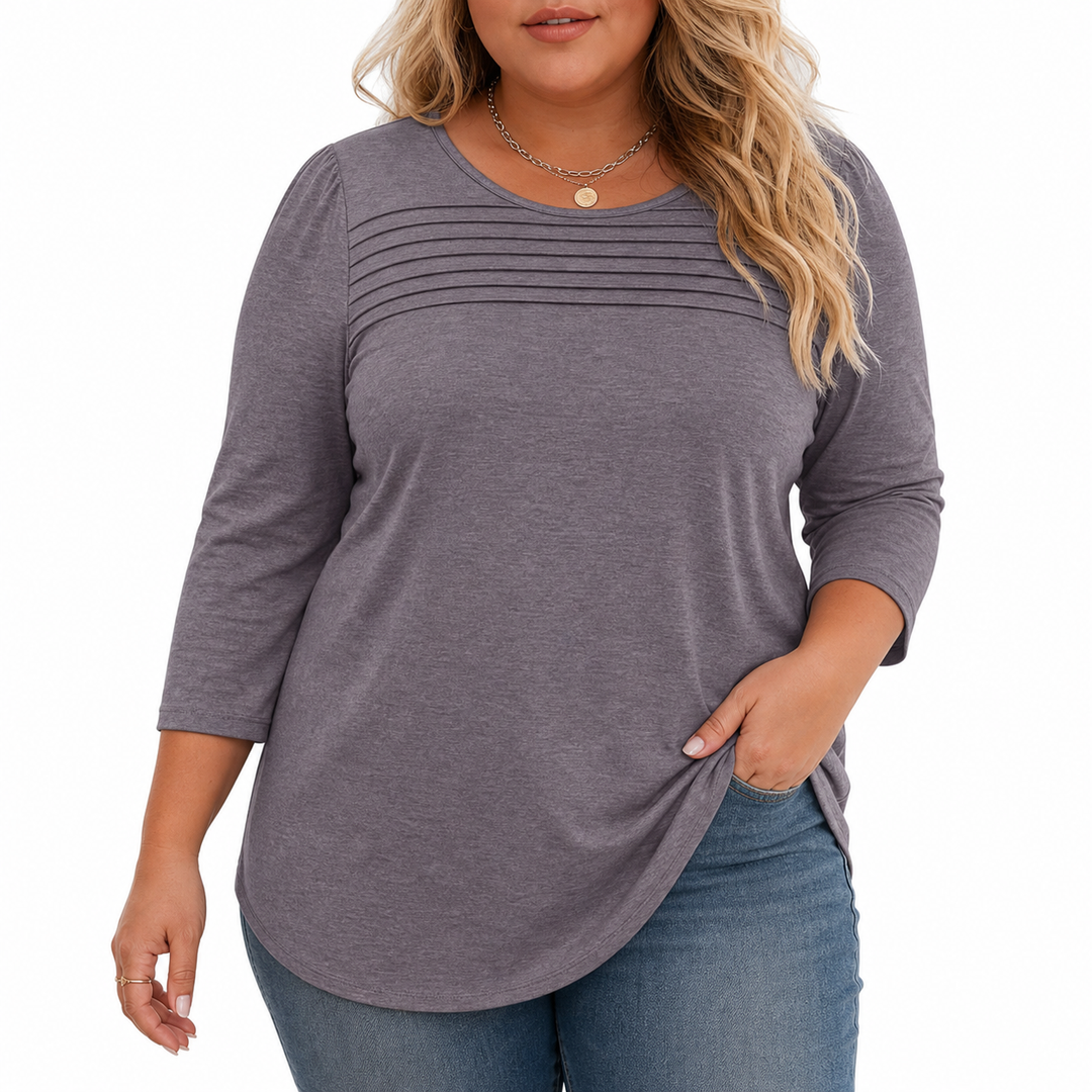 Allison Pleated Front Spring Top in dark gray