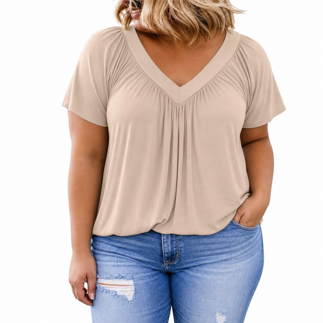 Kennedy V-neck Top in off-white
