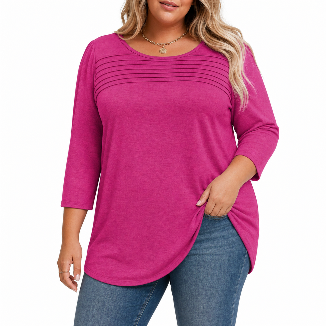 Allison Pleated Front Spring Top in peach red