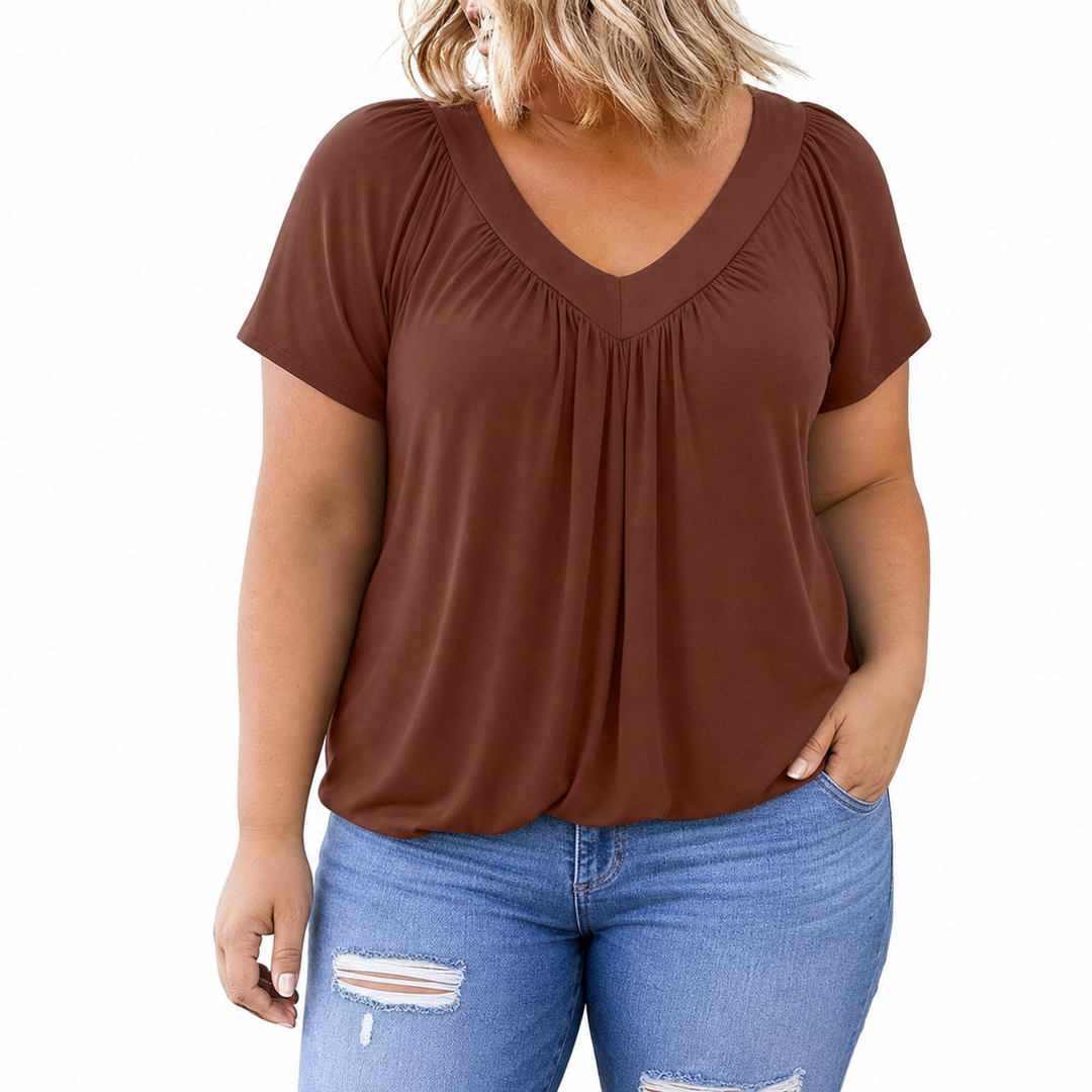 Kennedy V-neck Top in dark brown