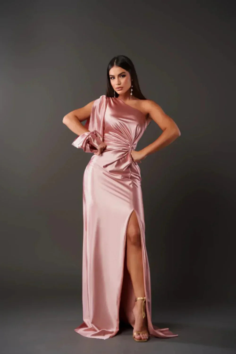 Zarra One-shoulder Maxi Dress in pink