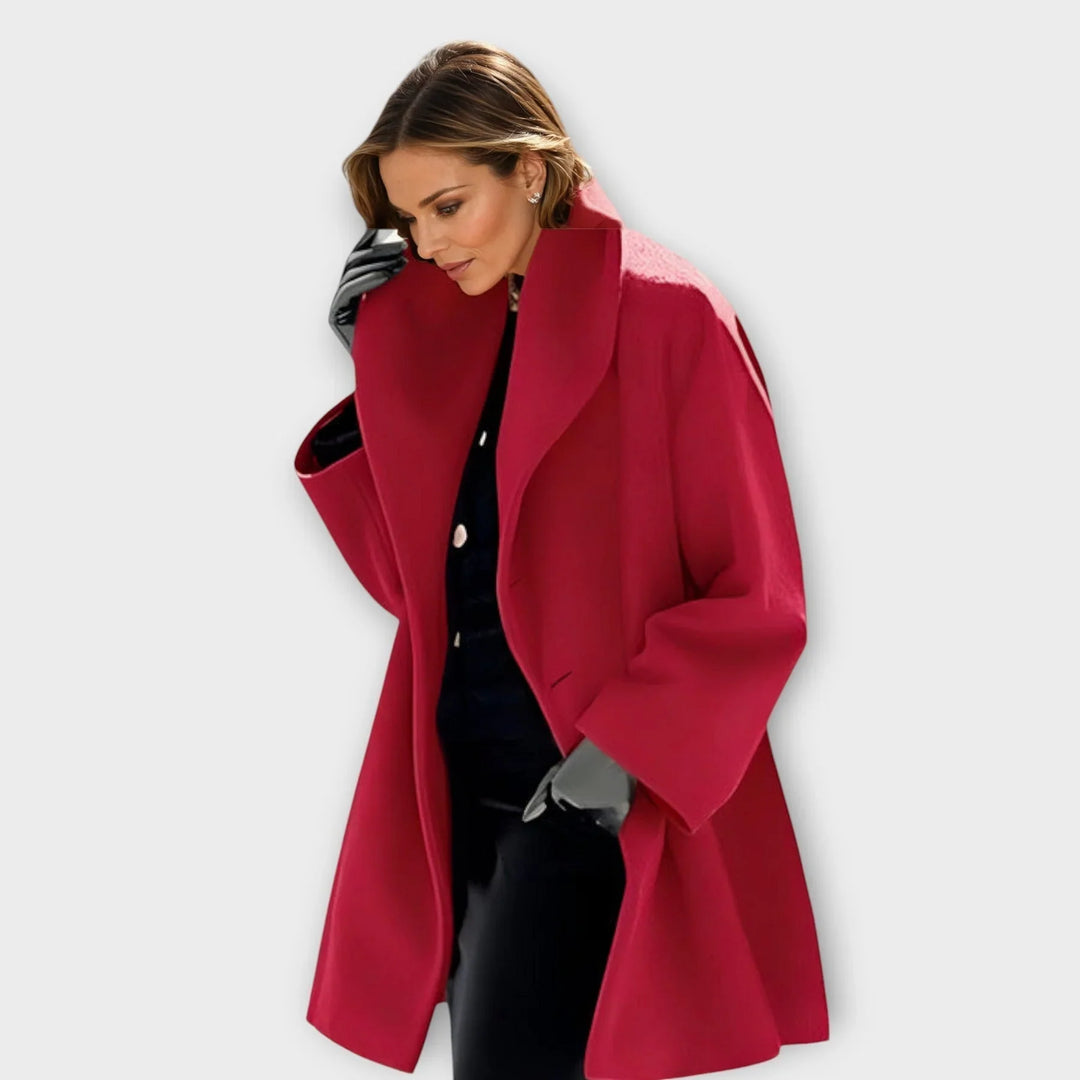 Sofia Wool Coat For Autumn in red