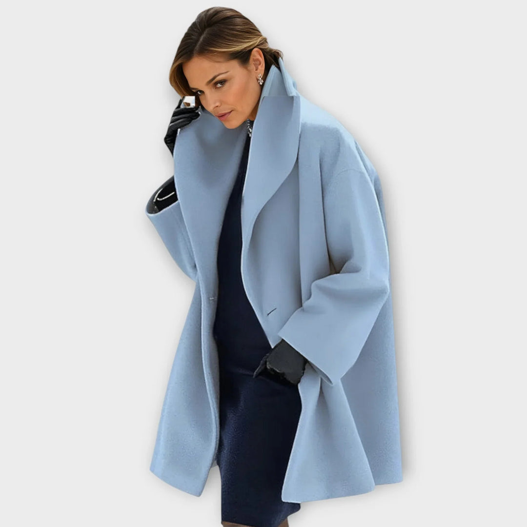 Sofia Wool Coat For Autumn in blue
