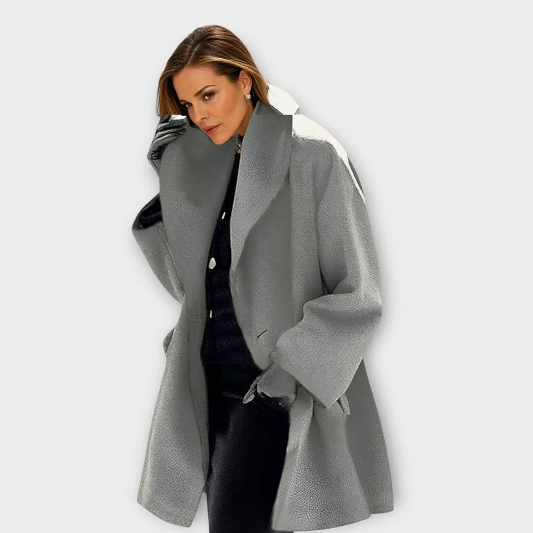 Sofia Wool Coat For Autumn in gray