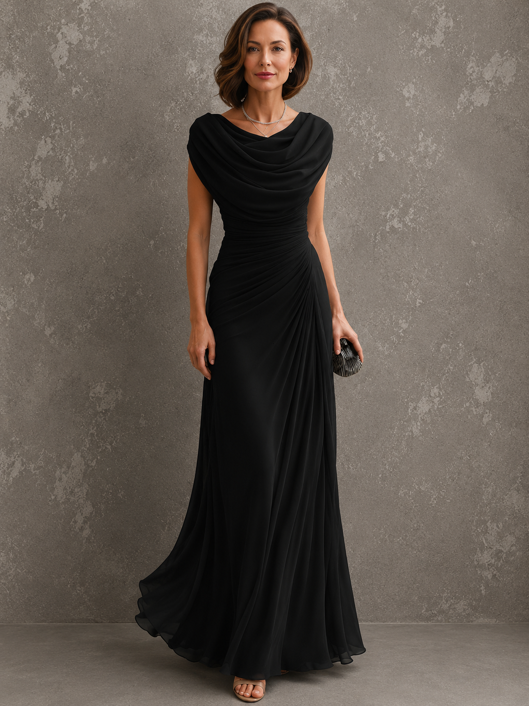 Virginia Draped Maxi Dress in black