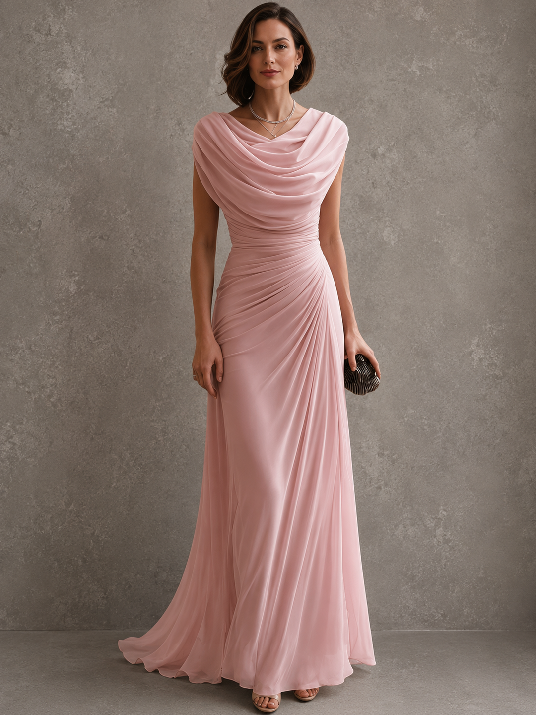 Virginia Draped Maxi Dress in pink