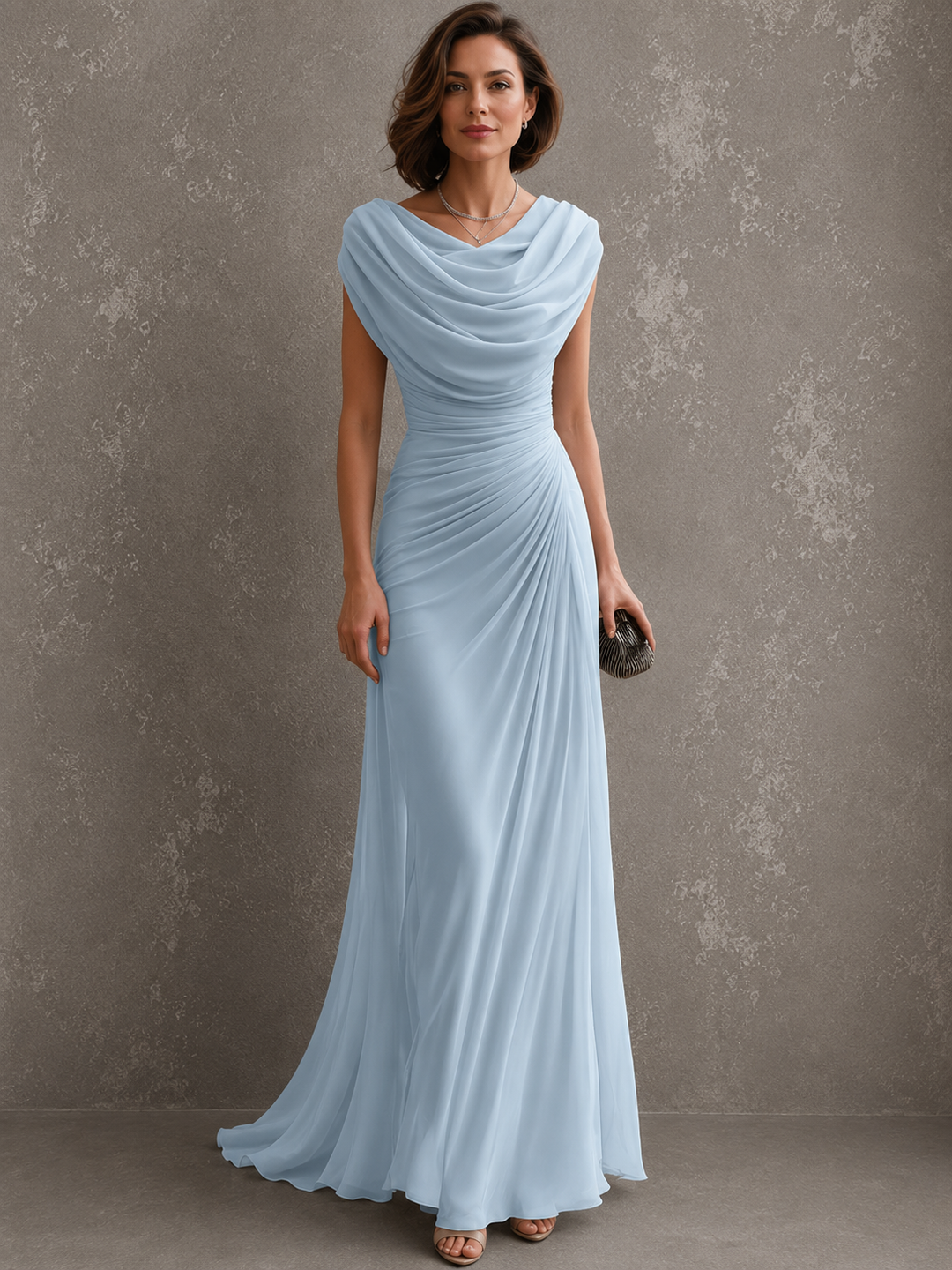 Virginia Draped Maxi Dress in light blue