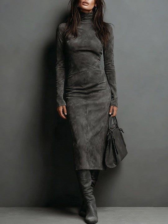 Lorena Long Midi Dress in dark gray