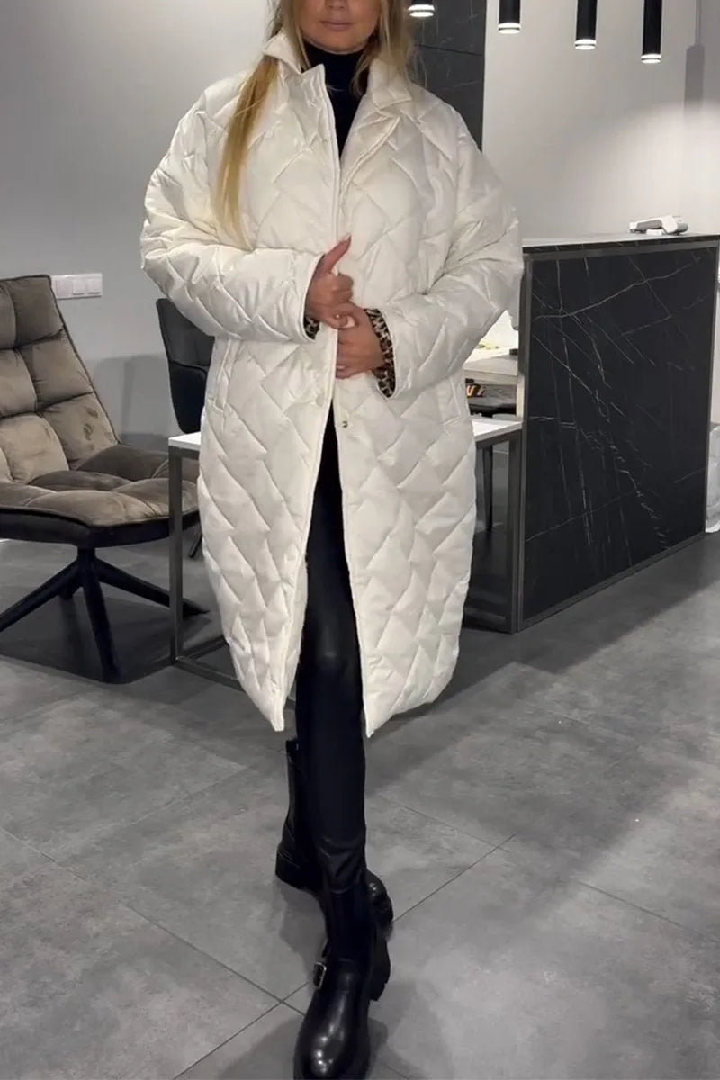 Kendall Quilted Mid-length Coat in white