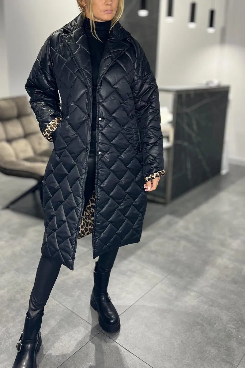 Kendall Quilted Mid-length Coat in black