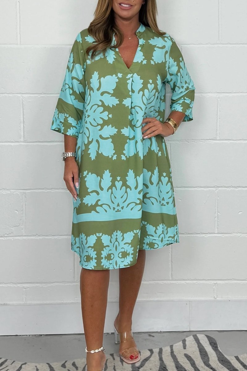 Giada Light Bloom Dress in blue-green