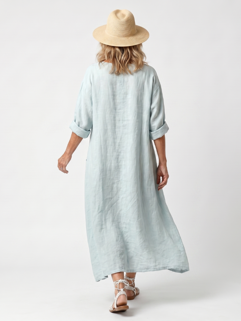 Brunhilde Panel Maxi Dress in sky blue