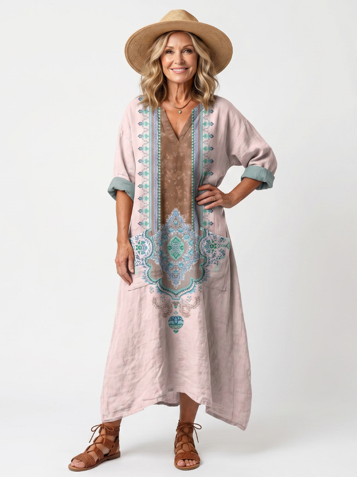 Berthe Panel Pocket Dress in pink