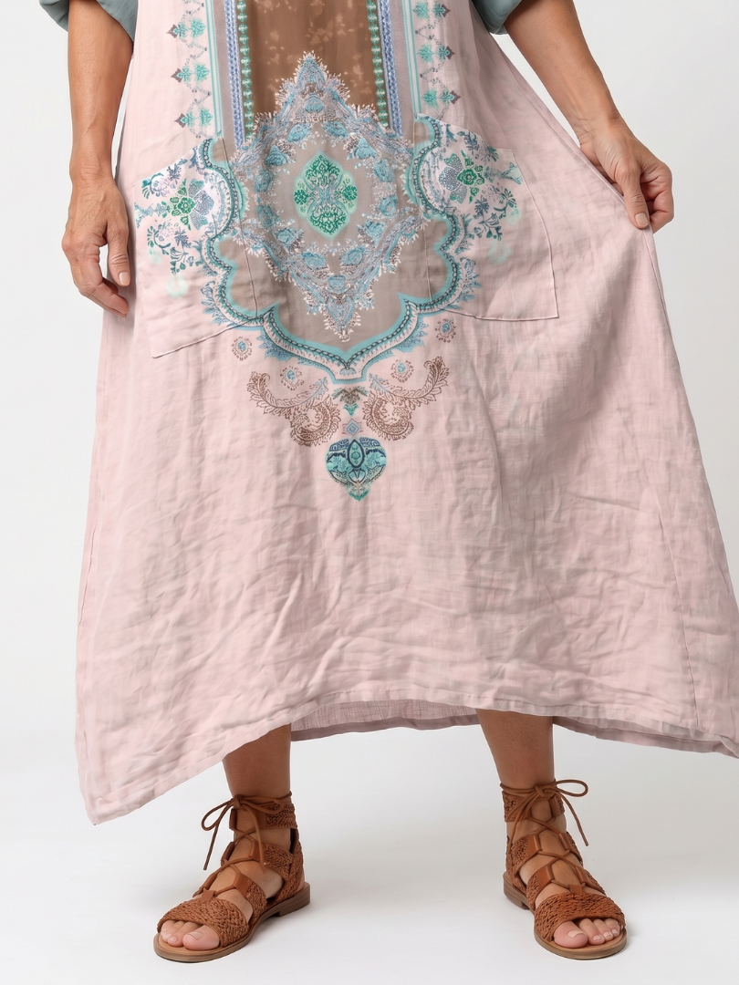 Berthe Panel Pocket Dress in pink