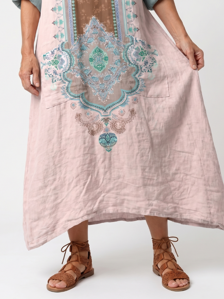 Berthe Panel Pocket Dress in pink
