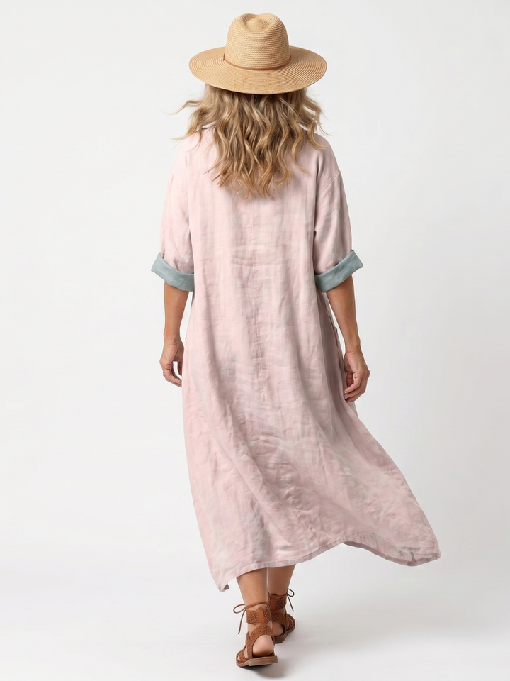 Berthe Panel Pocket Dress in pink