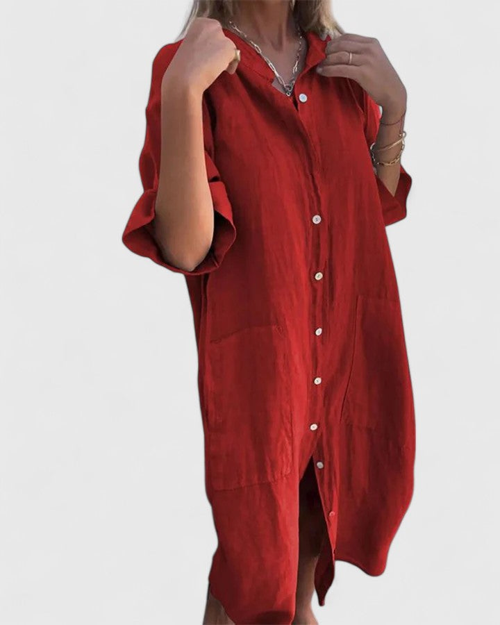 Halcyon Shirt Dress in red