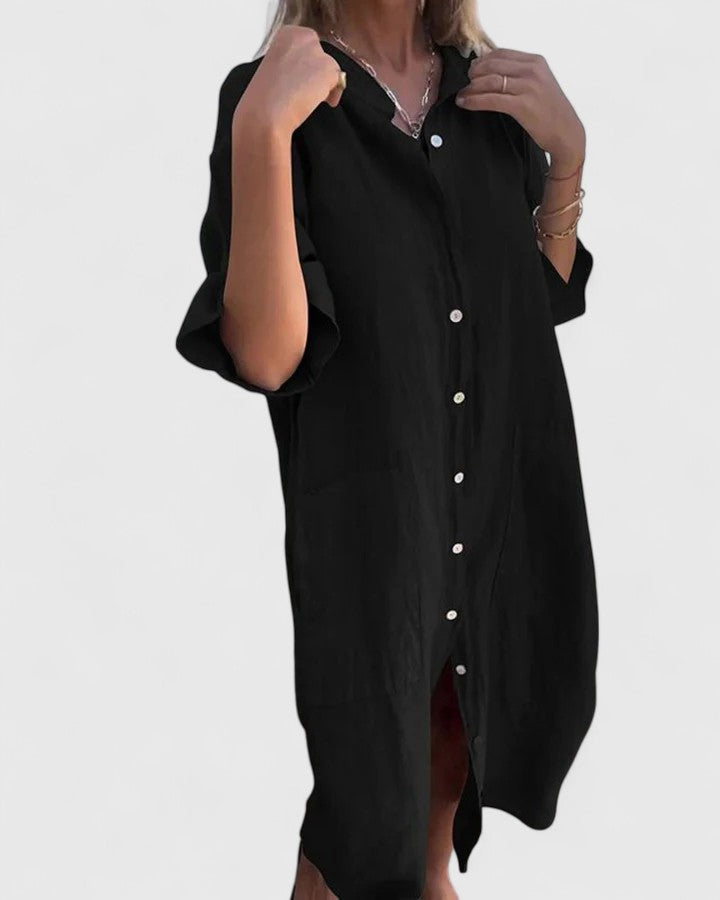 Halcyon Shirt Dress in black