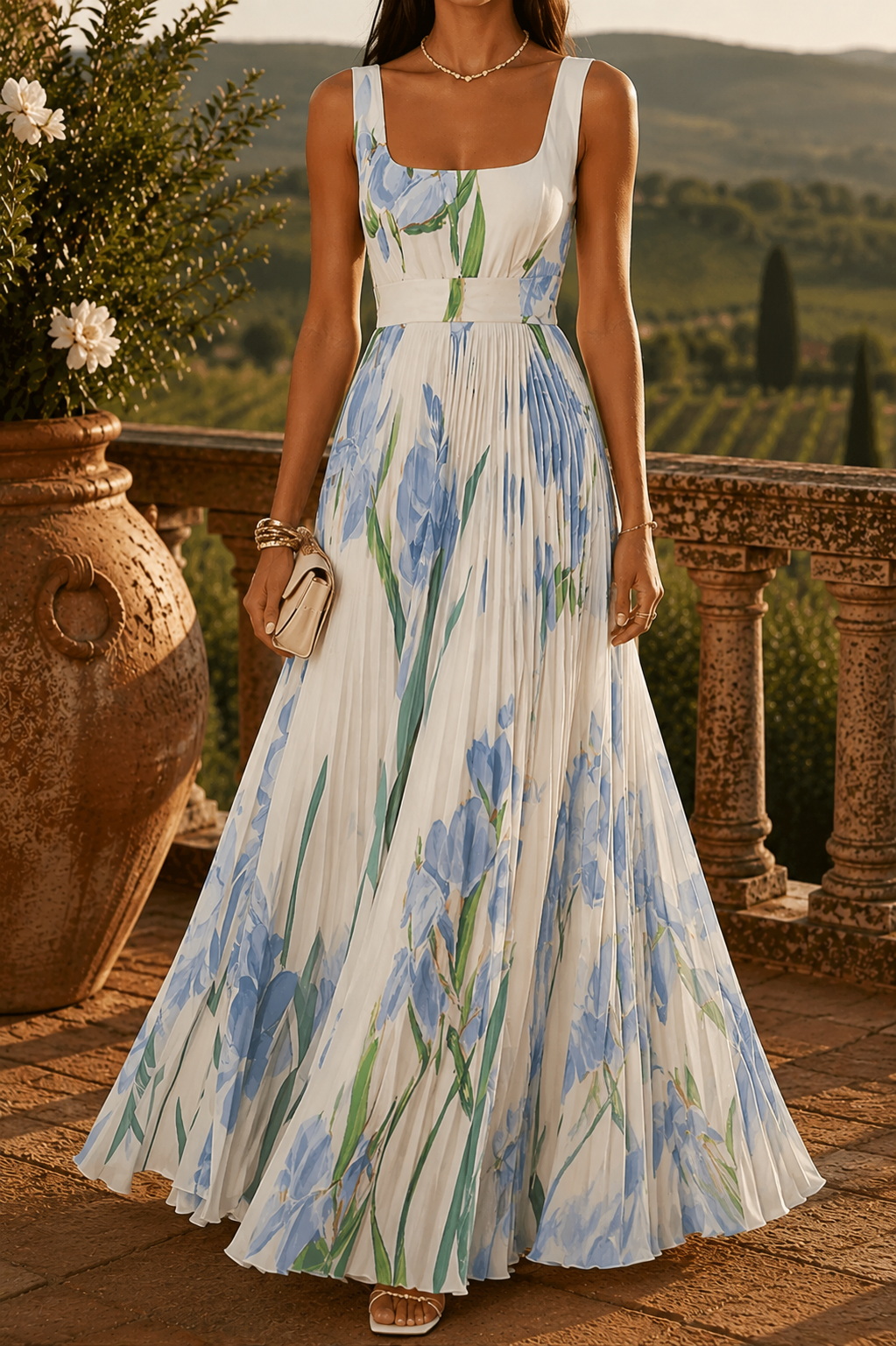 Perpetua Maxi Dress in light blue