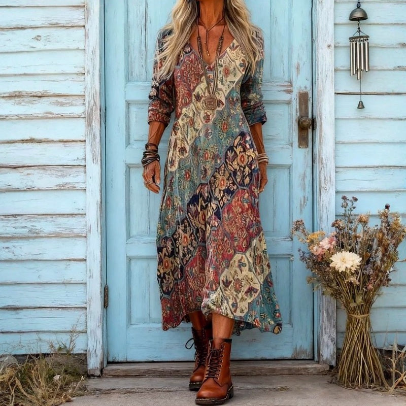 Berengere Patchwork Maxi Dress in multicolor