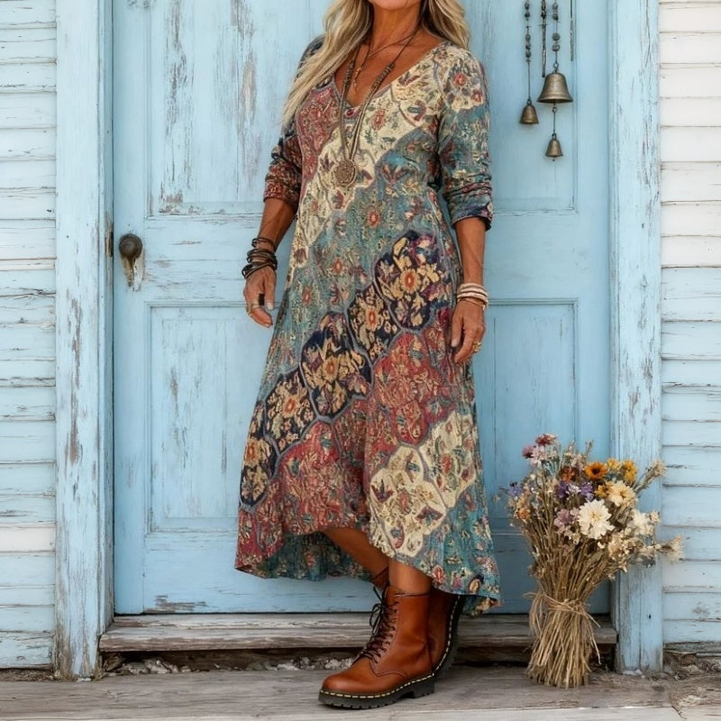 Berengere Patchwork Maxi Dress in multicolor